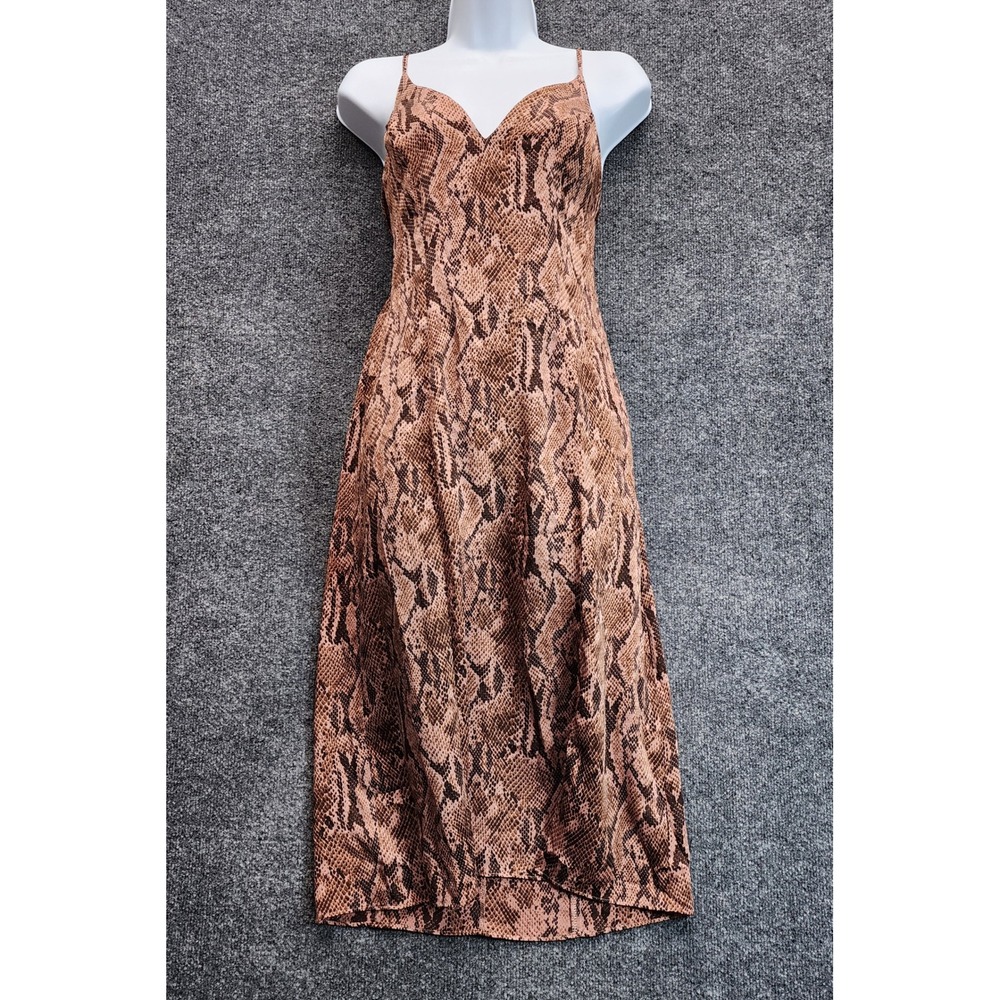 Express Women Snakeskin Print Cami Slip Midi Dress Medium Y2K Party Date Night
